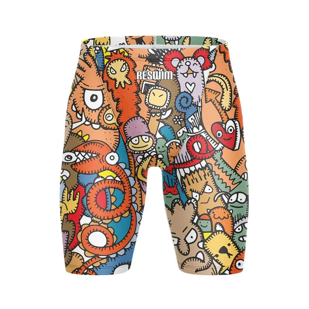 Summer Men's Swim Jammer Athletic Training Swimsuit Swimming Trunks Beach Pool Tights Shorts Quick Dry Running Surfing Pants