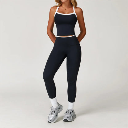 2PCS Women Tracksuit Yoga Set Nude Workout Sets Gym Clothes Push Up Fitness Running Sportwear Sport Bra Leggings Suit