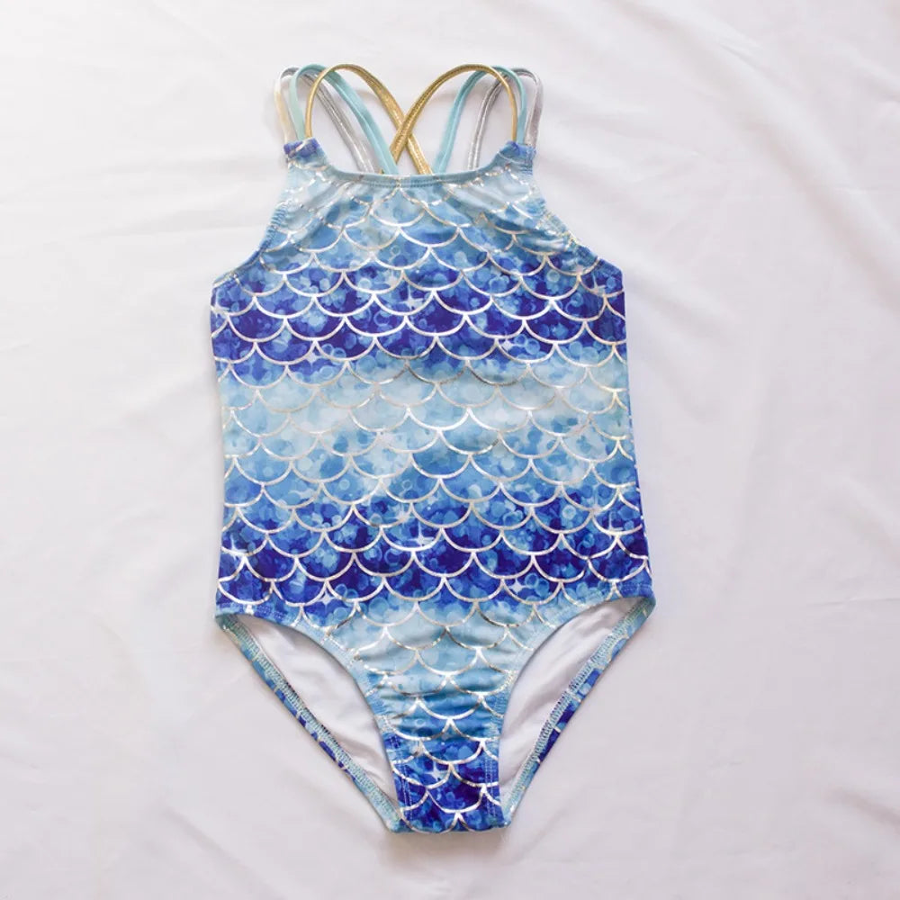 UV Teens Girl Swimsuit One Piece Swimming Jumpsuit Fish scale Bathing Suit SPF 50 Sleeveless Kids Swimwear for Girls 4-14 Years