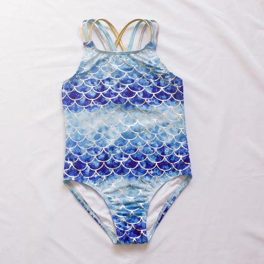 UV Teens Girl Swimsuit One Piece Swimming Jumpsuit Fish scale Bathing Suit SPF 50 Sleeveless Kids Swimwear for Girls 4-14 Years