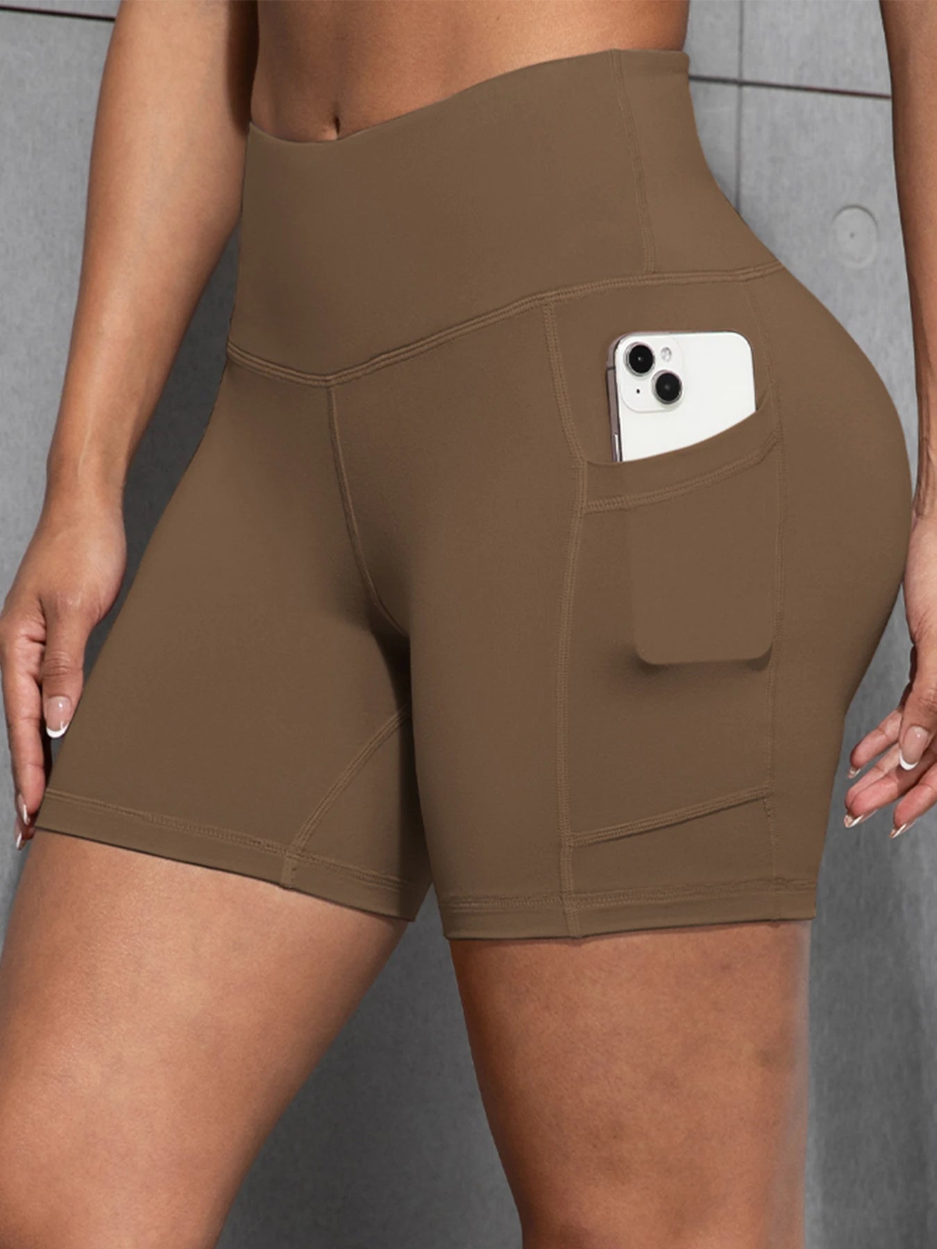 Yoga Shorts with Pockets High Waist Butt Lifting Cycling Tight Elastic Slim Running Fitness Women Shorts Sportswear