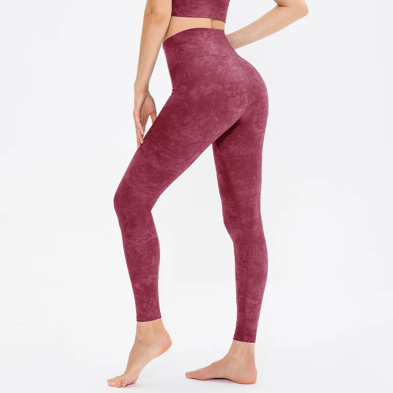 High-Waist Yoga Pants Women's Fitness Sports Printed No Obvious Stitching Butt-Lifting High-Elasticity Summer Running Exercise
