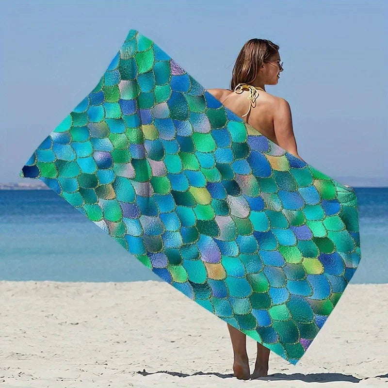 1pc Mermaid Scale Beach Towel: Dive into Style at the Shore! Suitable for towels, bath towels, beach towels