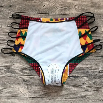 Bikini Women Swimsuit Swimwear High Waist Multi-rope Hollow Print Bikinis Set Bathing Suit Bikini Brasileno Taille Haute