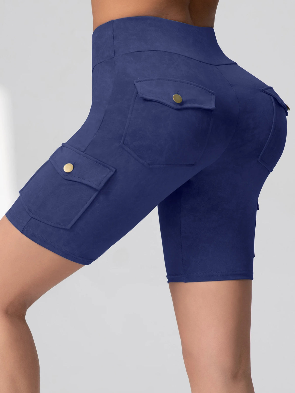 Women Washed Print Work Pocket Yoga Shorts Butt Lifting Workout  Tights Sport Push Up 5-Port Pants Elastic Slim Sportswear