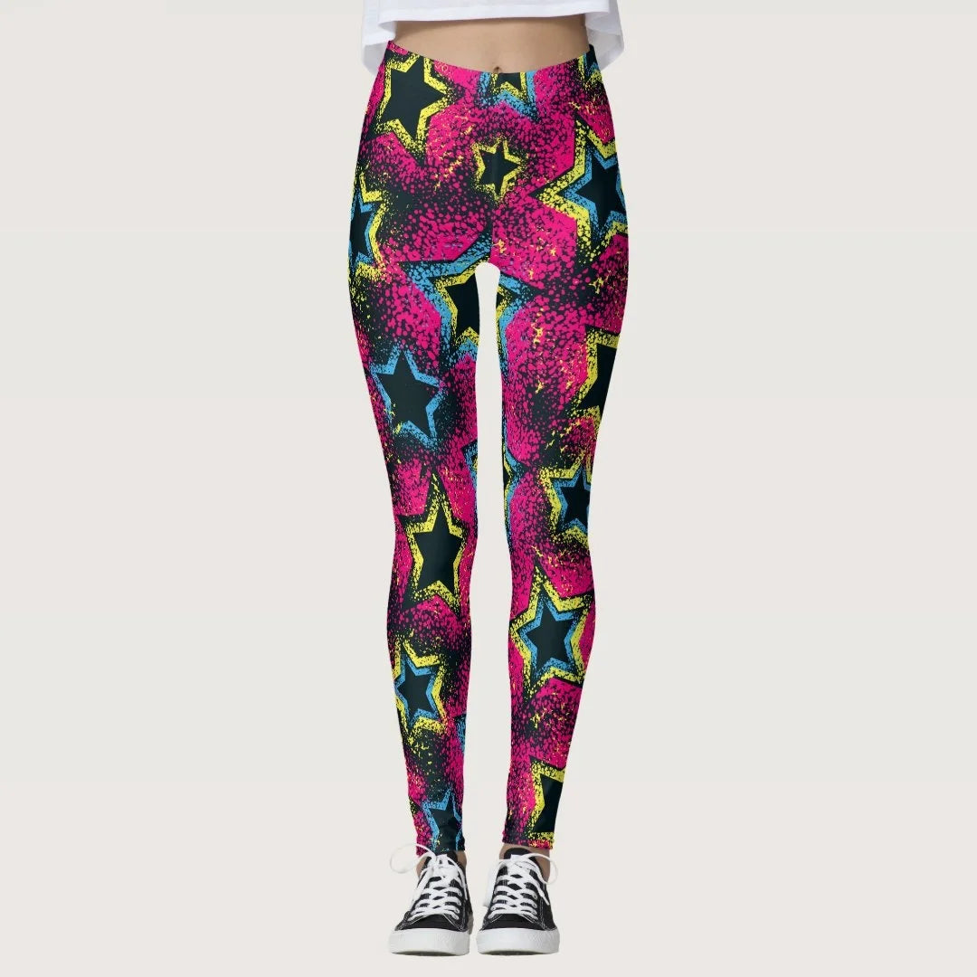 3D Geometric Graffiti Printed Women's Yoga Pants Fashion Running Fitness High Waist Leggings Outdoor Daily Sports Pant For Women