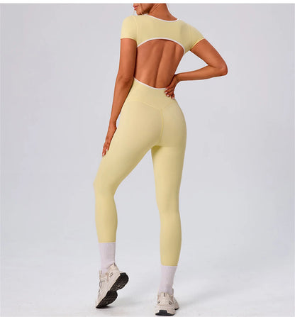 Pad One Piece Jumpsuit Yoga Set Fitness Sportswear Workout Legging Sports Bodysuit Gym Women Active Wear Clothes