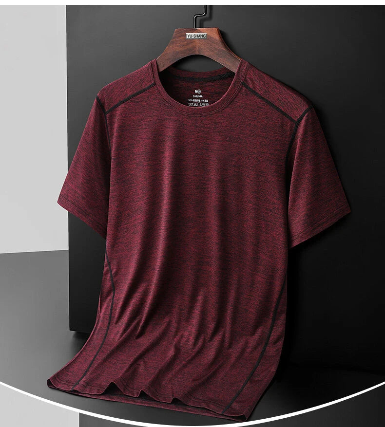 Large Size 6xl 7xl 8xl Mens T Shirt Breathable  Quick Drying Cool Summer T-shirts Sporting Outdoor Ice Silk Tee Tops