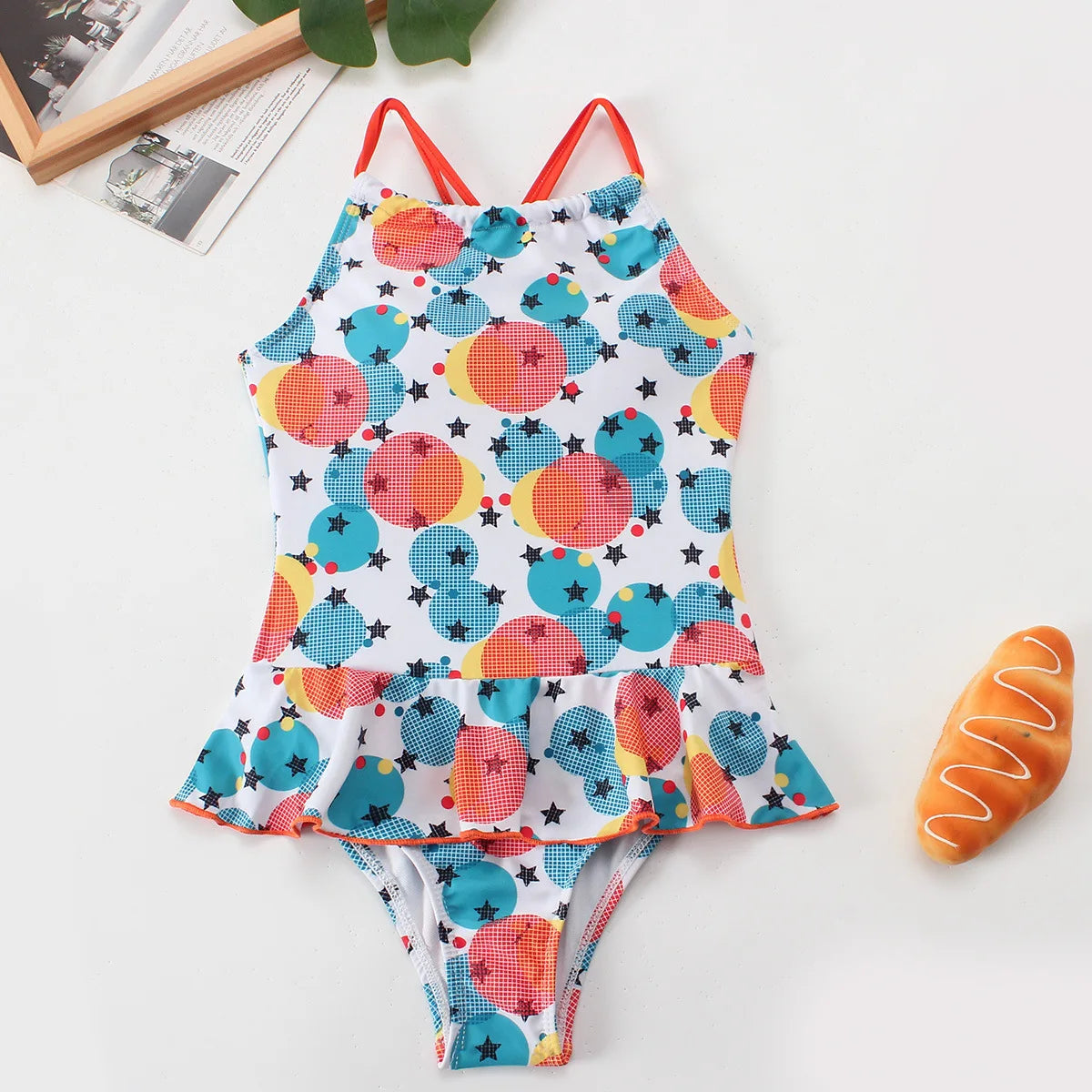 Floral Print Girls One Piece Swimsuit Ruffle Skirt 7-12 Years Summer Kids Swimwear Children High Neck Bathing Suits Beach