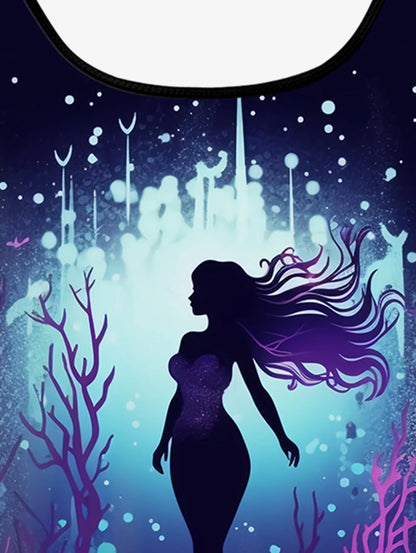 Women's Gothic Mermaid Plant Glitter Printed Bikini, Tankini Swimsuit, Adjustable Strap Bathing Suit, 2 Pieces Swimwear, 5XL