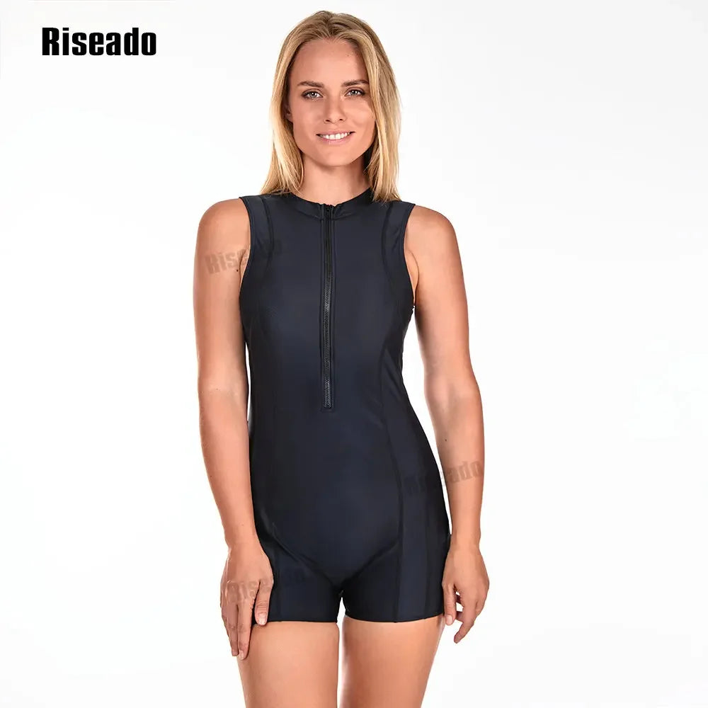 Boyleg One Piece Athletic Swimsuits with Shorts Sport Lap Bathing Suit Racerback Swimwear