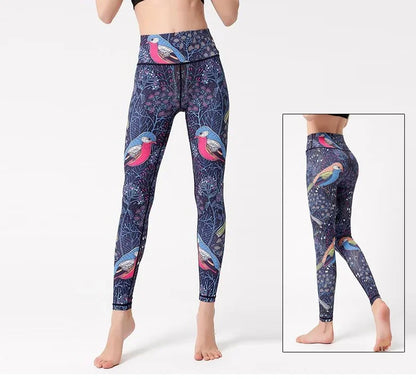 Cloud Hide Yoga Pants Sports Leggings Women High Waist Trainer Long Tights Flower Push Up Running Trouser Workout S- XL