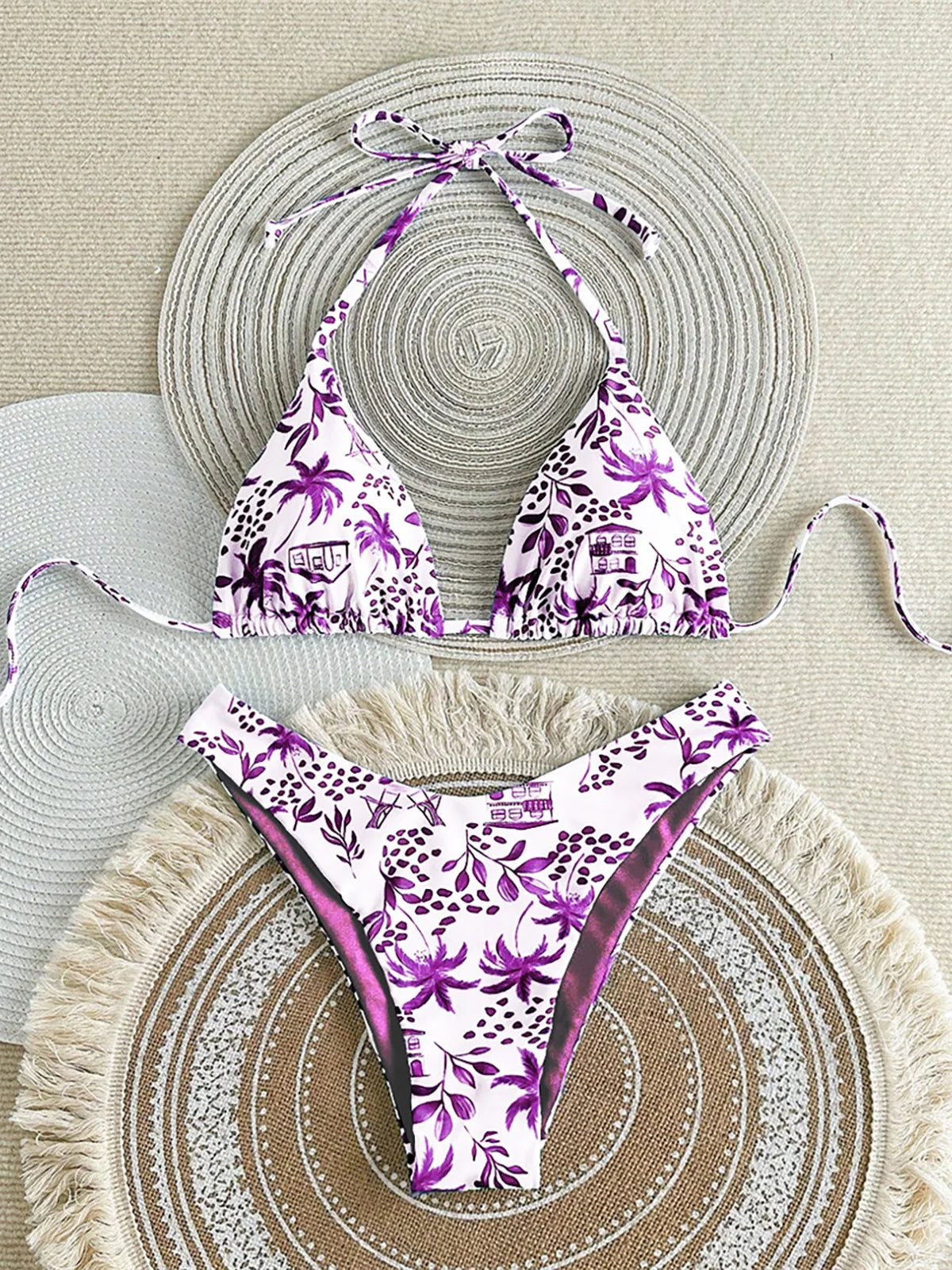 XS - L Printed Halter Brazilian Bikini Women Swimwear Two-pieces Bikini set Female Swimsuit Bather Bathing Suit Swim