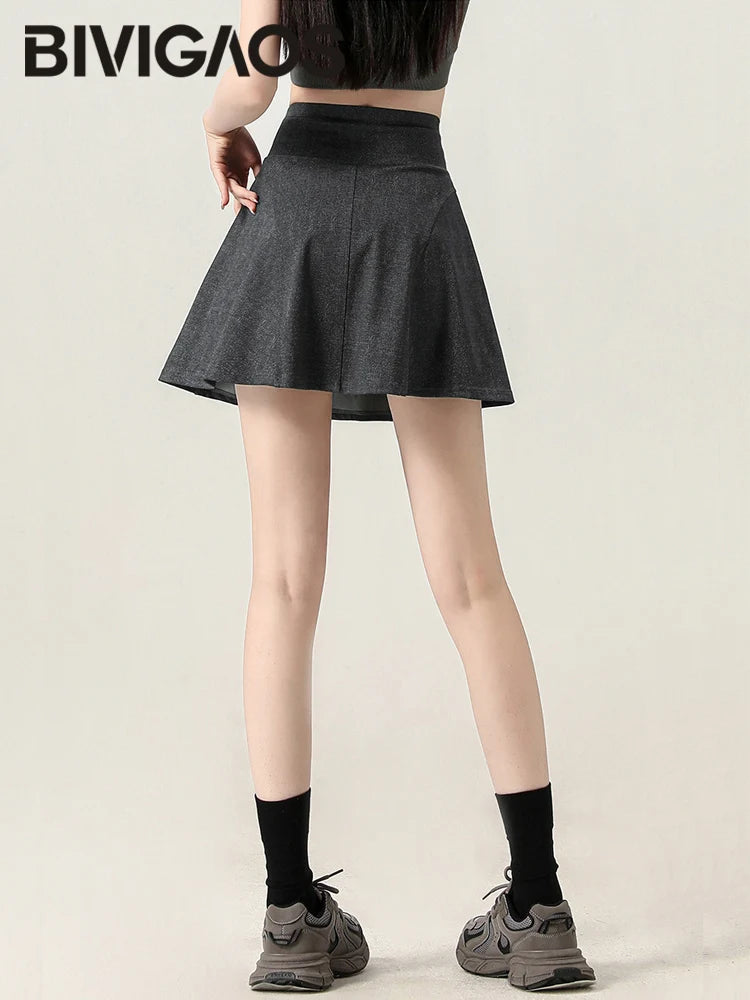 Short Jeans Skirt Women Thin Breathable Sports Fitness Badminton Skirt High Waist Shorts Skirt