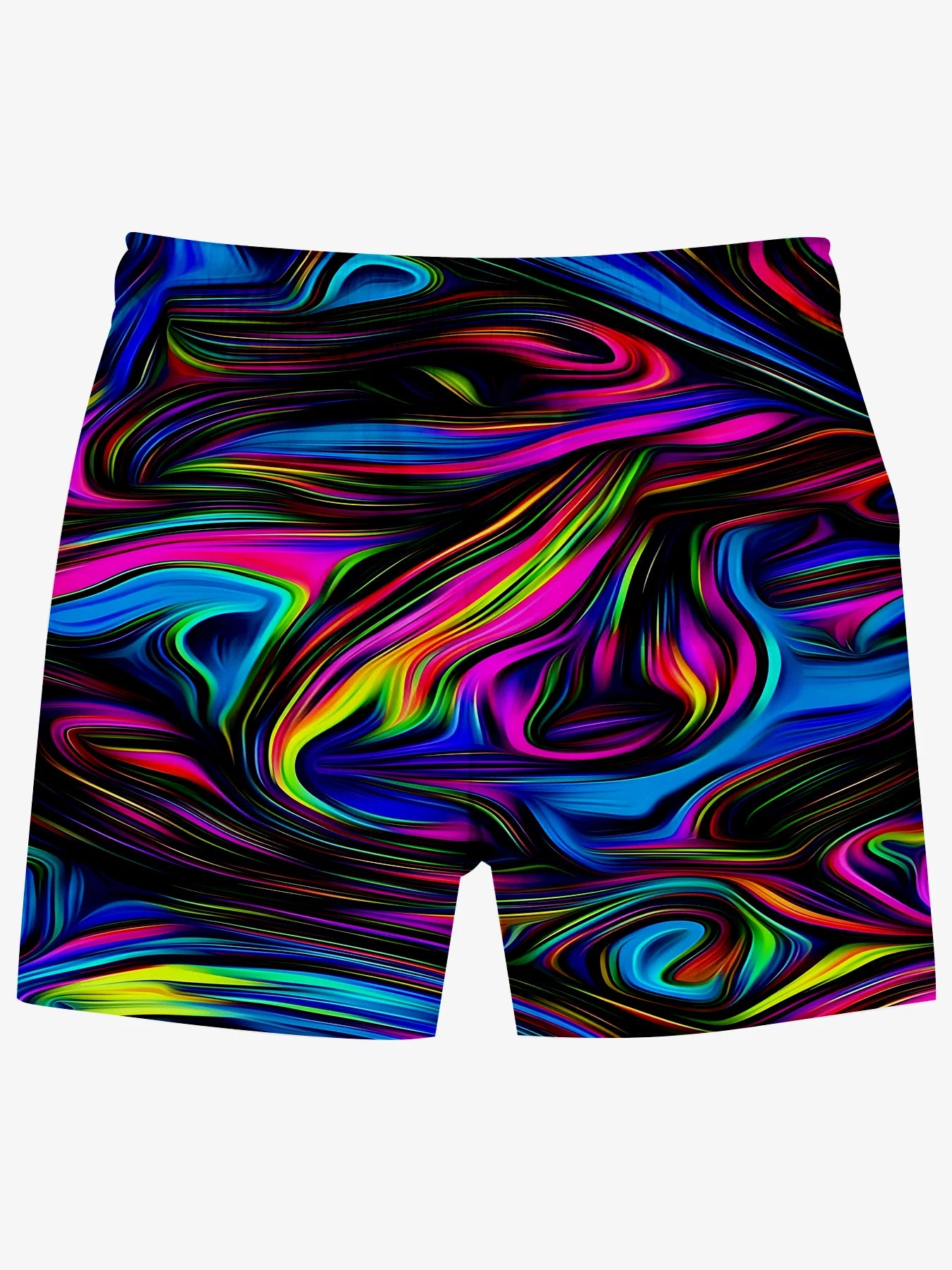 Elastic Waist Men Beach Shorts Full Digital Print Polyester Quick Dry Swimwear