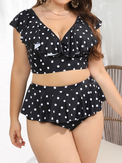 0XL - 4XL Polka Dots Bikini Large Size Swimwear Plus Size Women Swimsuit Female Two-pieces Bikini set Bather Bathing Suit