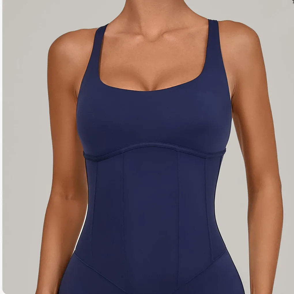 Women's Adjustable Cross-Back Workout Jumpsuit