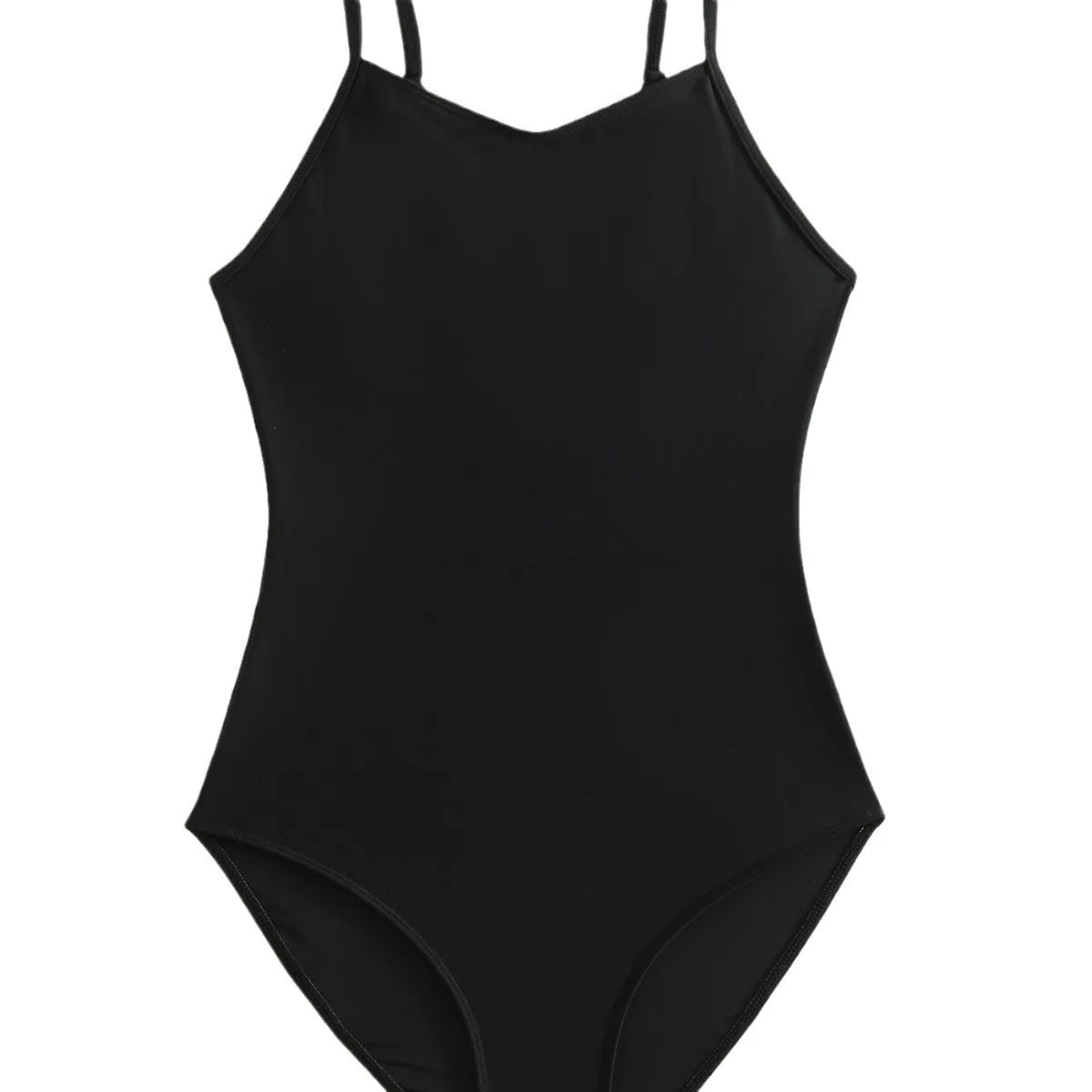 Girls' Black One Piece Swimsuit with Adjustable Straps