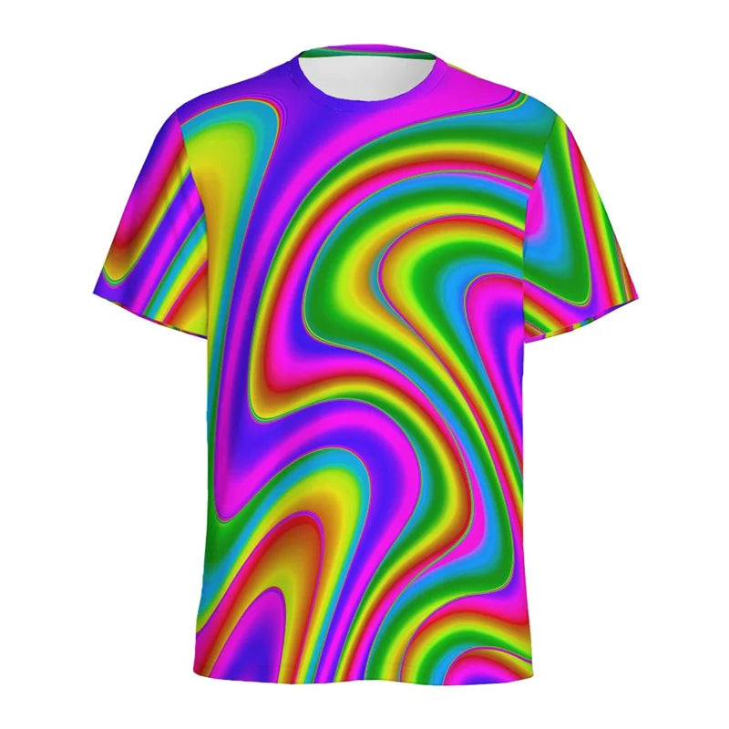 Abstract Colorful Liquid Trippy Pattern T Shirt For Men Summer Casual Round Neck Short Sleeve Tees Women Tops 3d Printed T-Shirt