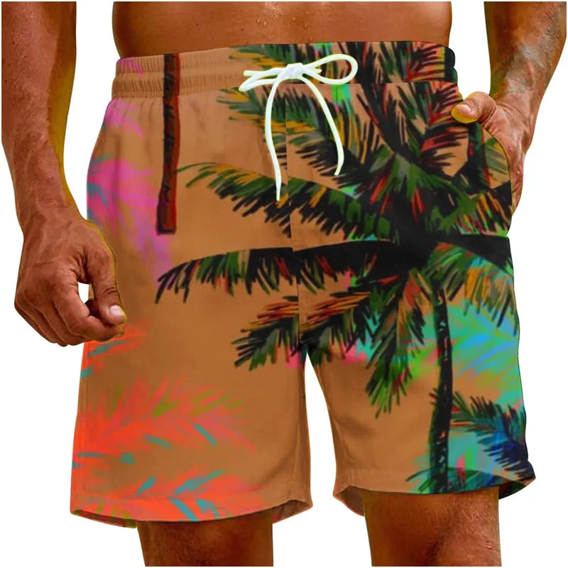 Beach Shorts For Men 3d Printing Tropical Plants Surf Board Shorts Quick Dry Summer Holiday Swimming Trunks
