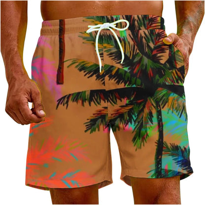 Beach Shorts For Men 3d Printing Tropical Plants Surf Board Shorts Quick Dry Summer Holiday Swimming Trunks