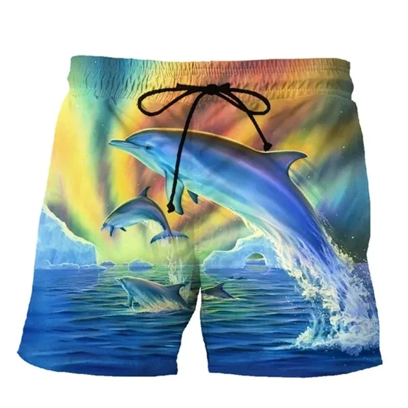 Animal Dolphin 3D Print Beach Shorts Streetwear Men's Casual Board Shorts Swimming Trunks Male Short Pants Man Swimsuit Clothing