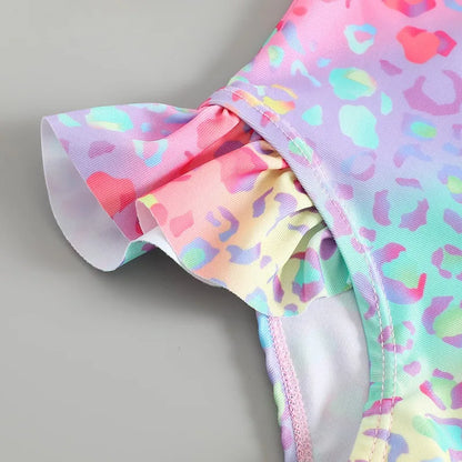 Long Sleeves Girls' Swimsuit With Hat Beachwear Surf One Pieces Colour Ruffle Kids Girls Summer Swimsuits Princess