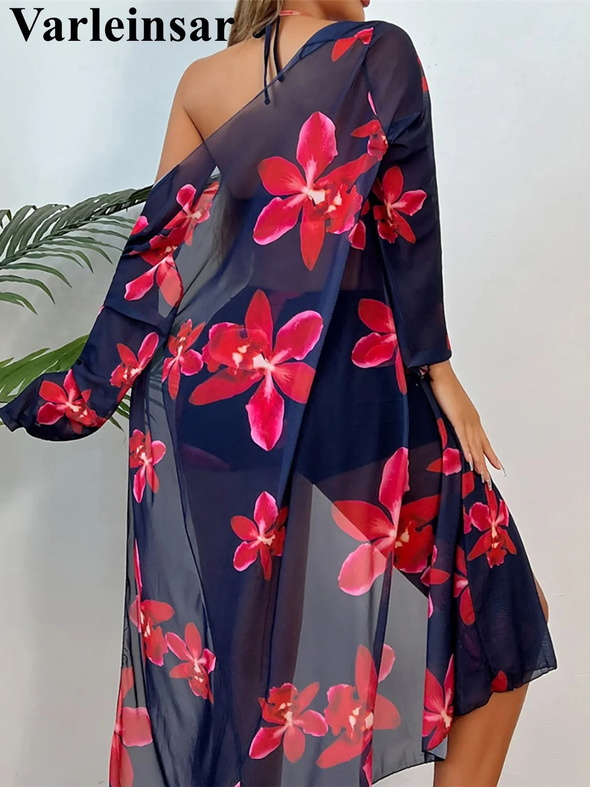 S - XL Long Sleeve Cover Up Flowers Bikini Female Swimsuit Three-pieces Bikini set Women Swimwear Bather Bathing Suit Swim