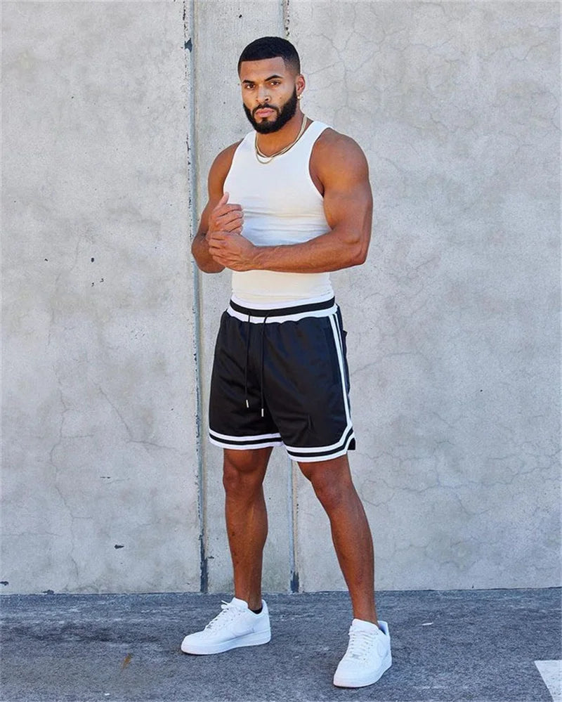 Men's double-decker Sports Shorts Mesh Quick Dry Loose Training Shorts men new Summer Fitness Joggers Casual Breathable Shorts