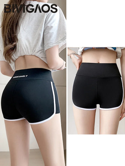 Running Sports Shorts Women Thin White Edge Joggings Shark Mini Shorts Yoga Ice Silk Casual Safety Shorts