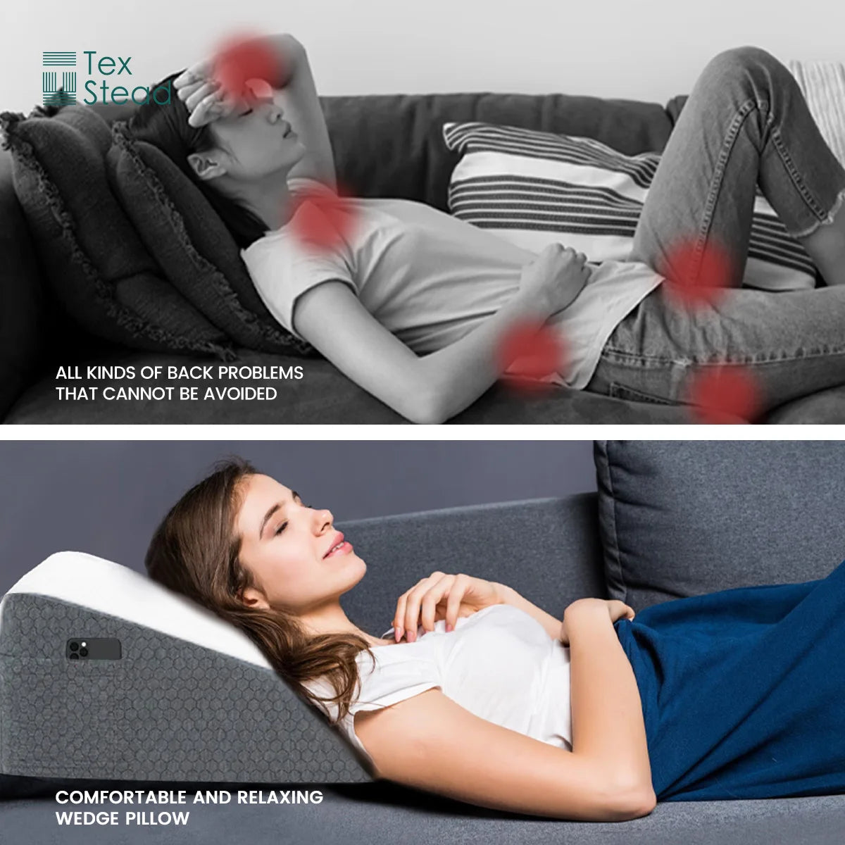1pc /2pcWedge Pillow For Sleeping Bed Wedge Pillow For After Surgery Triangle Air Layer Sleeping Wedge Cover Memory Foam