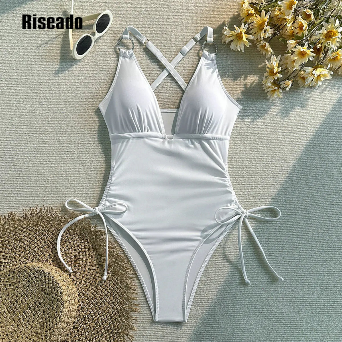 Women's Plunging V-Neck One-Piece Swimsuit with Criss-Cross Back