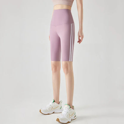 Stripe Side Double Stripe Cycling Shorts Women Sports Running Short Leggings High Waist Slim Fitness Biker Shorts