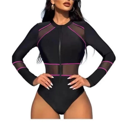 Rash Guard High Waist Swimsuit Women Summer Bathing Suit Long Sleeve Swimwear Women Beach Swimming Suit For Female