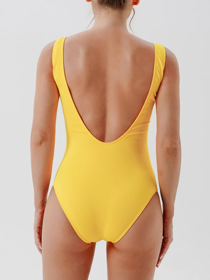 Solid Zipper Swimsuit Women One Piece Solid Swimwear Female Backless Beachwear Bathers Bathing Swimming Swim Suit