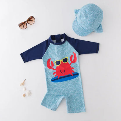 UV Baby Boy Swimsuit One Piece Swimming Jumpsuit Ruffles Bathing Suit SPF 50 Long Sleeve Kids Swimwear for Girls 1-7 Years