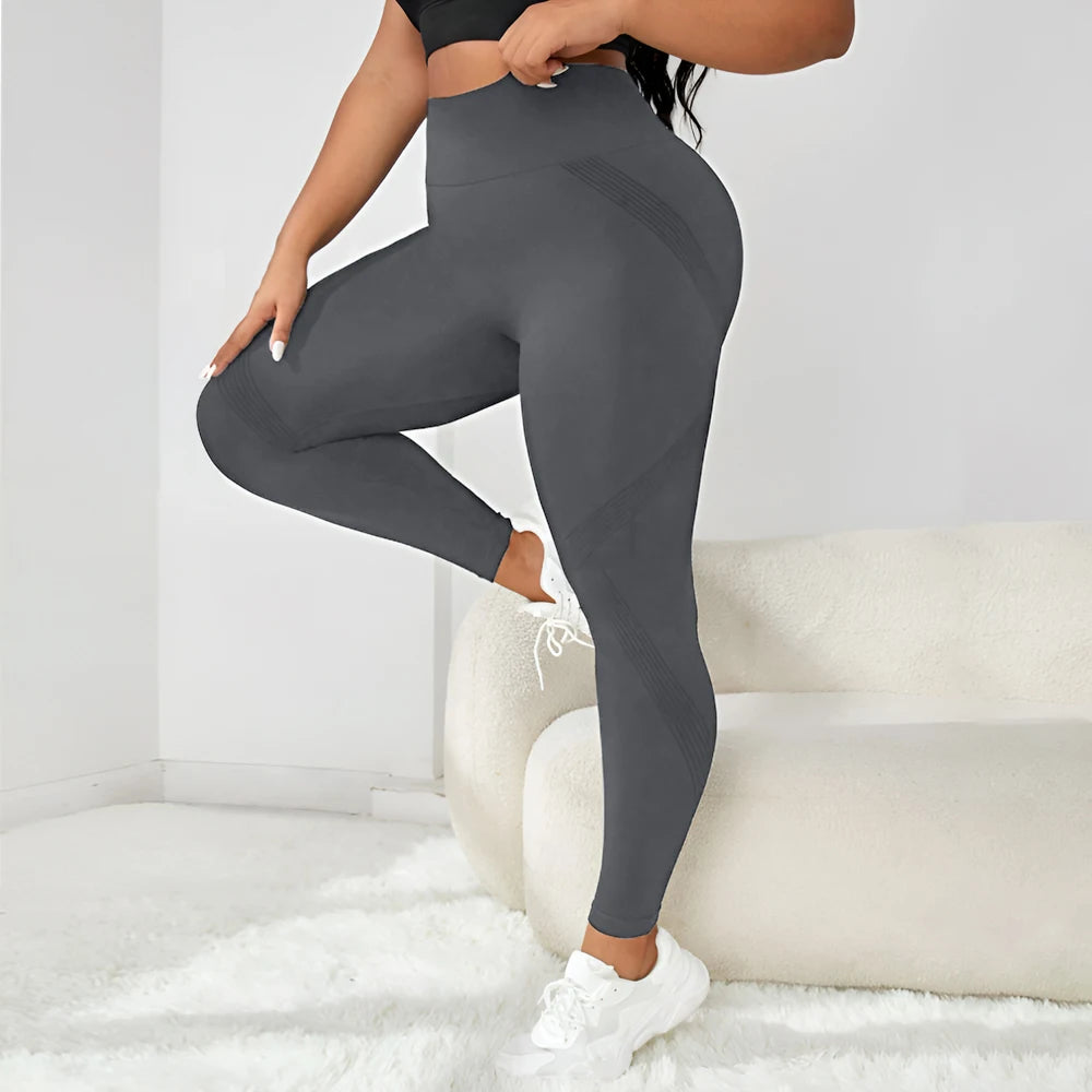 Plus Size Four-Way Stretch Hip-Covering High-Elastic Yoga Fitness Women's High-Waisted Line Seamless Pants