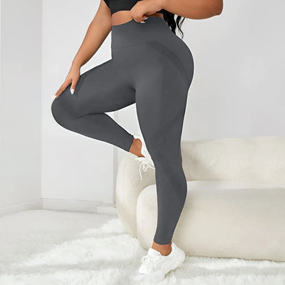 Plus Size Four-Way Stretch Hip-Covering High-Elastic Yoga Fitness Women's High-Waisted Line Seamless Pants