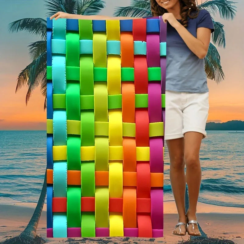 Colorful Beach Towel with Woven Pattern Patterned Sunscreen And Windproof Suitable For Swimming Pool Camping Travel Blanket