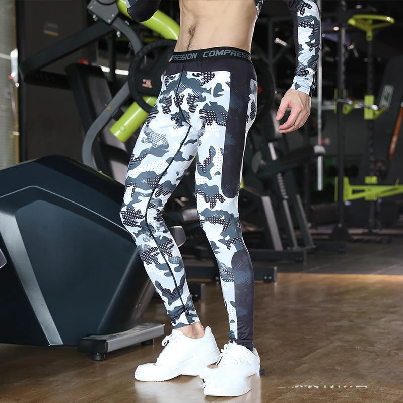 Men Camouflage Tights Man Fitness Compression Pants Quick-drying Rashguard Elastic Leggings for Gym Training