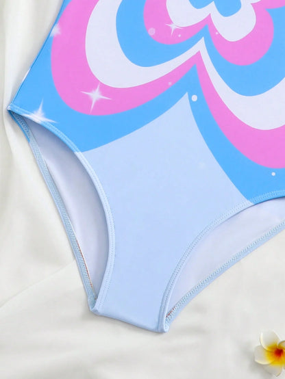 Blue Girls One Piece Swimsuit 7-12 Year Kids Swim Suit Teenage Children's Swimwear 2025 Butterfly Bathing Suits Beach Bodysuit