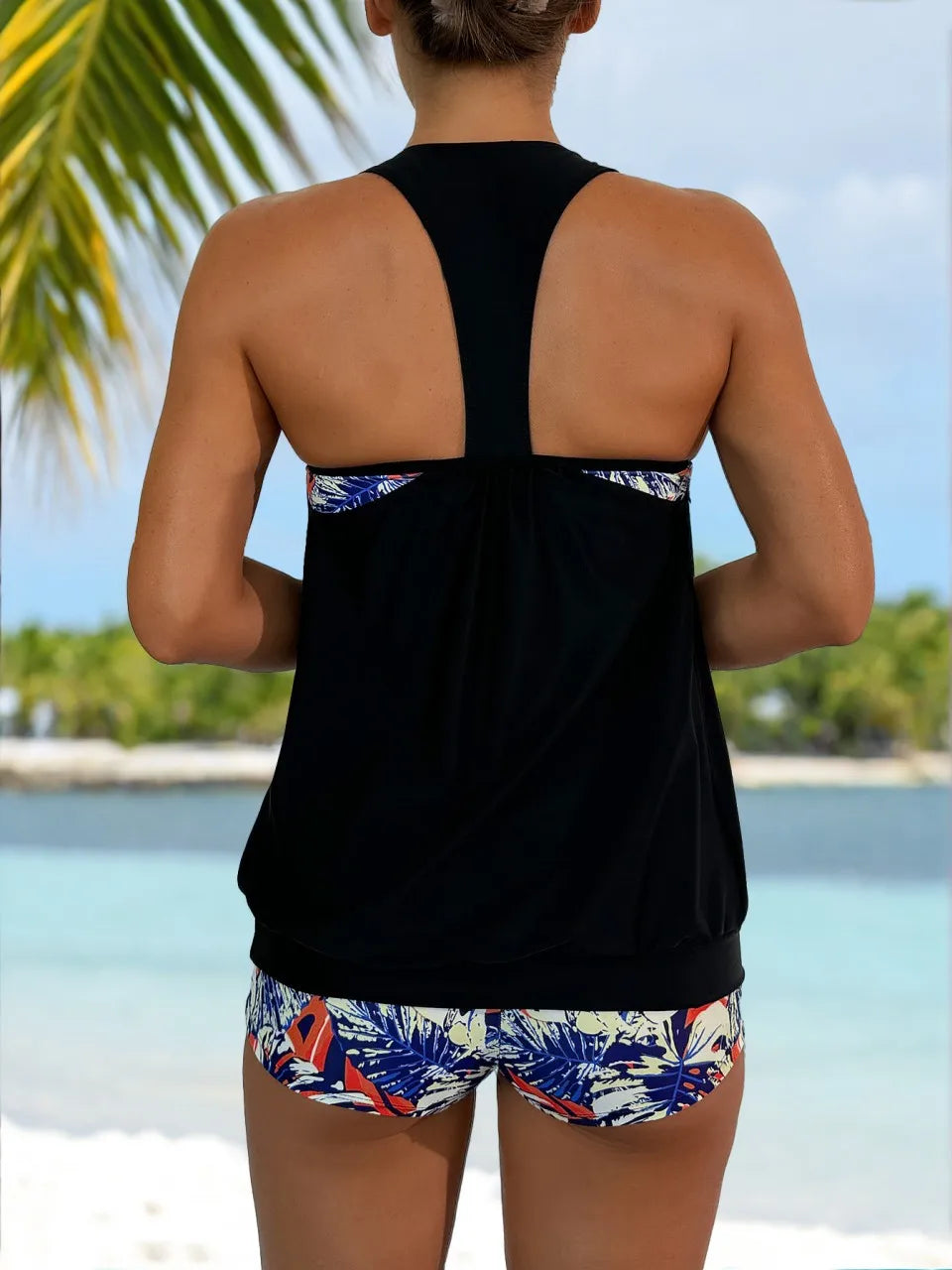 Tankini Set Two Pieces High Waist Swimsuit Women Print Swimwear Beachwear Female Bathers Bathing Swimming Swim Suit Summer