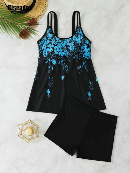 Tankini Swimsuits for Women, Bathing Suits with Shorts, Modest Swim Dress Two-piece Beachwear
