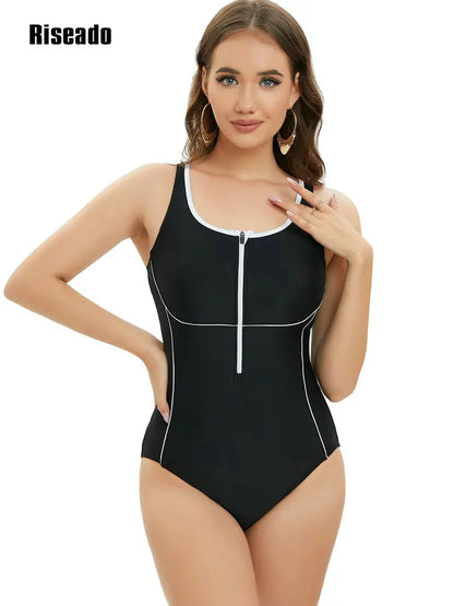 Women's Rash Guard Zip Front Sleeveless One Piece Swimsuit Beach Wear Swimming  Monokini