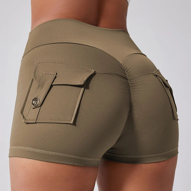 Fitness Shorts with Pocket Sports Yoga Booty Shorts Women's Push Up Cycling Sporty Shorts Gym Woman Workout Clothes Sportswear