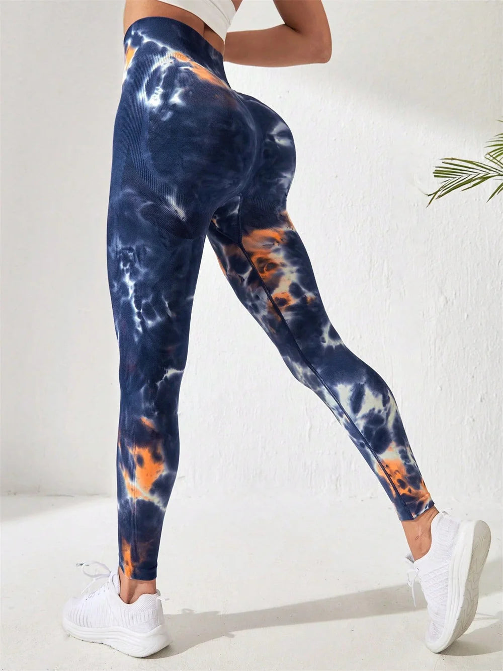 3D tie dye printed sports pant womens running jumpsuit fitness high waisted push-pull jumpsuit sportswear y2k training socks
