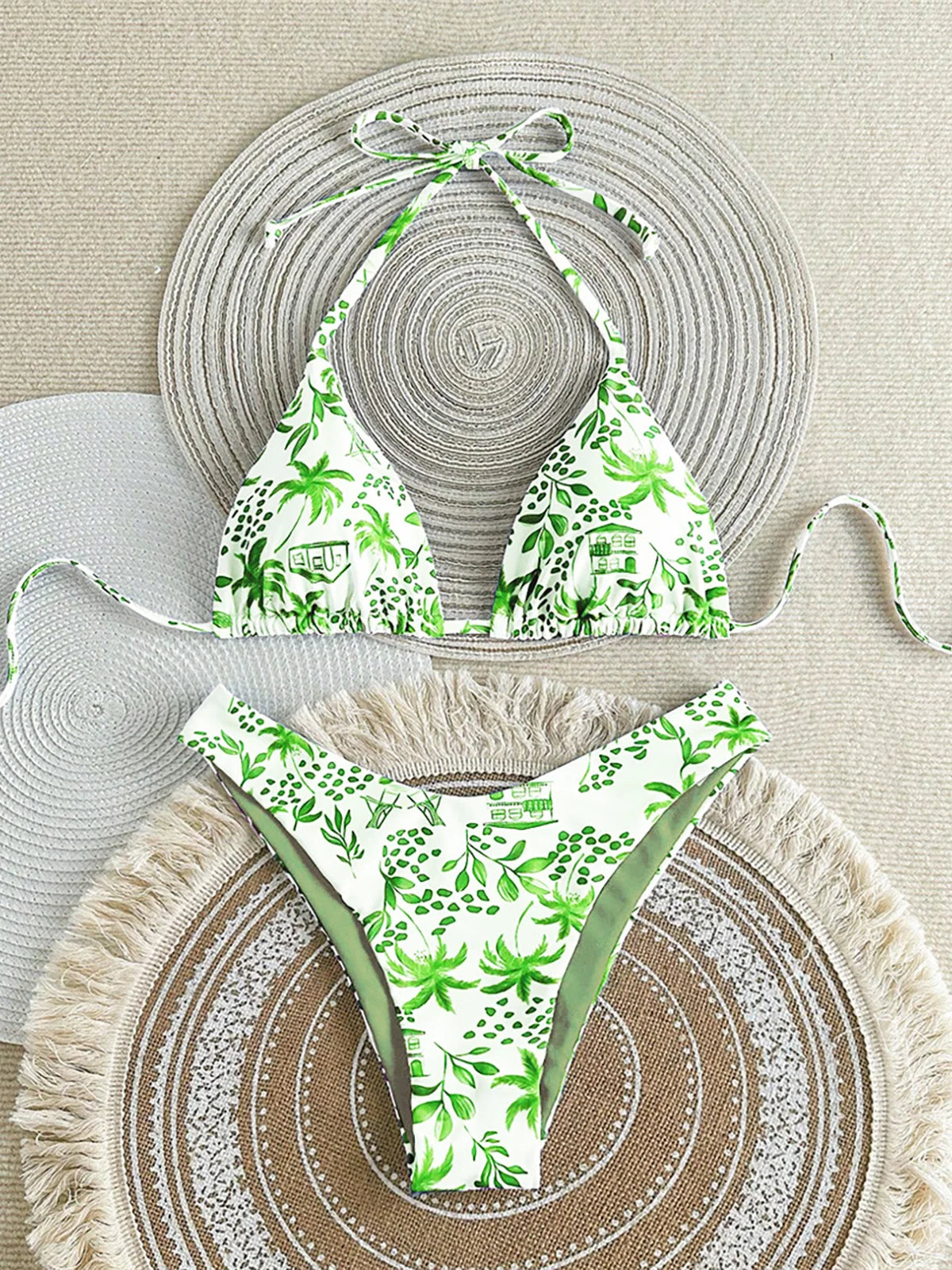 XS - L Printed Halter Brazilian Bikini Women Swimwear Two-pieces Bikini set Female Swimsuit Bather Bathing Suit Swim
