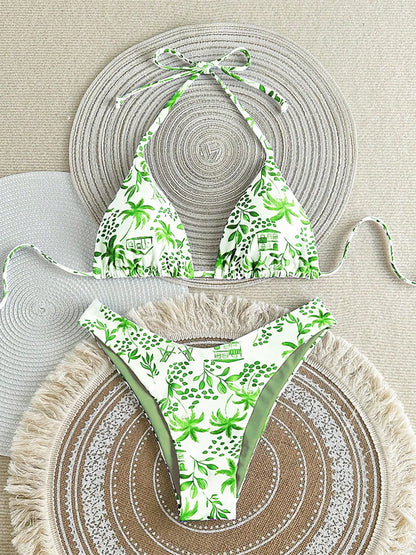 XS - L Printed Halter Brazilian Bikini Women Swimwear Two-pieces Bikini set Female Swimsuit Bather Bathing Suit Swim