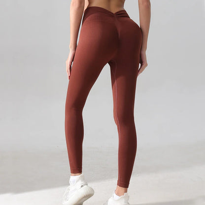 V Back Yoga Pants Women Fitness Running High Waist Slim Tights Push Up Sport Leggings Gym Athletic Quick Dry Workout Female