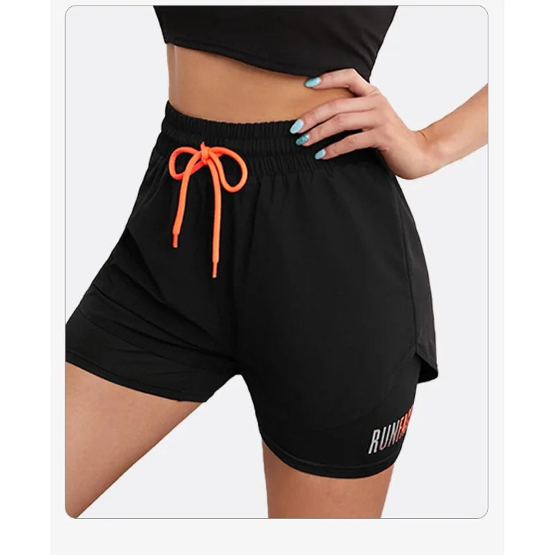 Outdoor Sports Shorts Anti Walking Light Speed Dry and Fake Two Piece Hip Lifting Shaping Drawstring Three Part Fitness Sports Pants